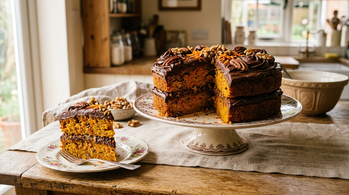 Bolo de Cenoura de Liquidificador com Cenouras da Horta.