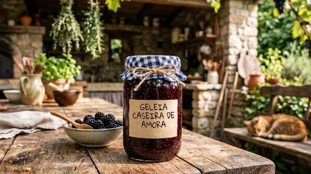 Pote de geleia de Amora.