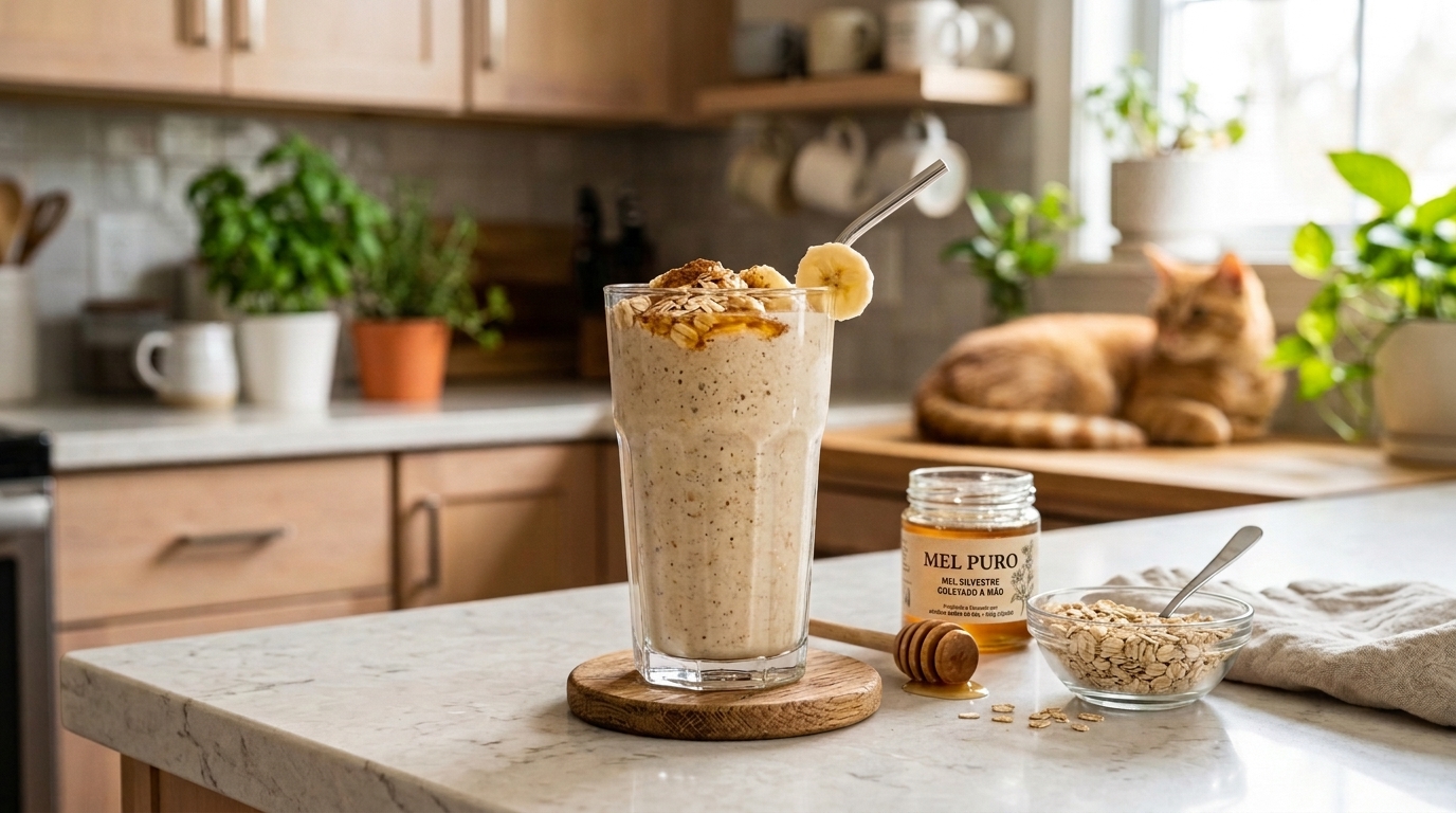 Receita Deliciosa de Vitamina de Banana com Aveia, Mel e Canela