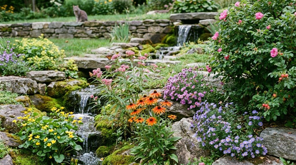 jardim de águas em terreno inclinado