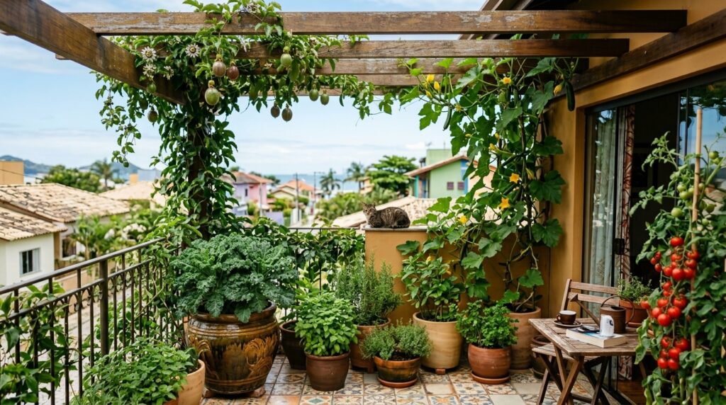 Foto de varanda com jardim comestível
